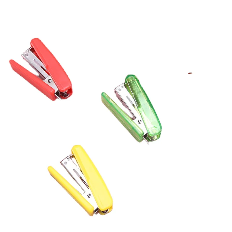 Factory Direct Sales Portable Solid Color Transparent Cartoon Learning Office Stationery Hand Stapler For Student