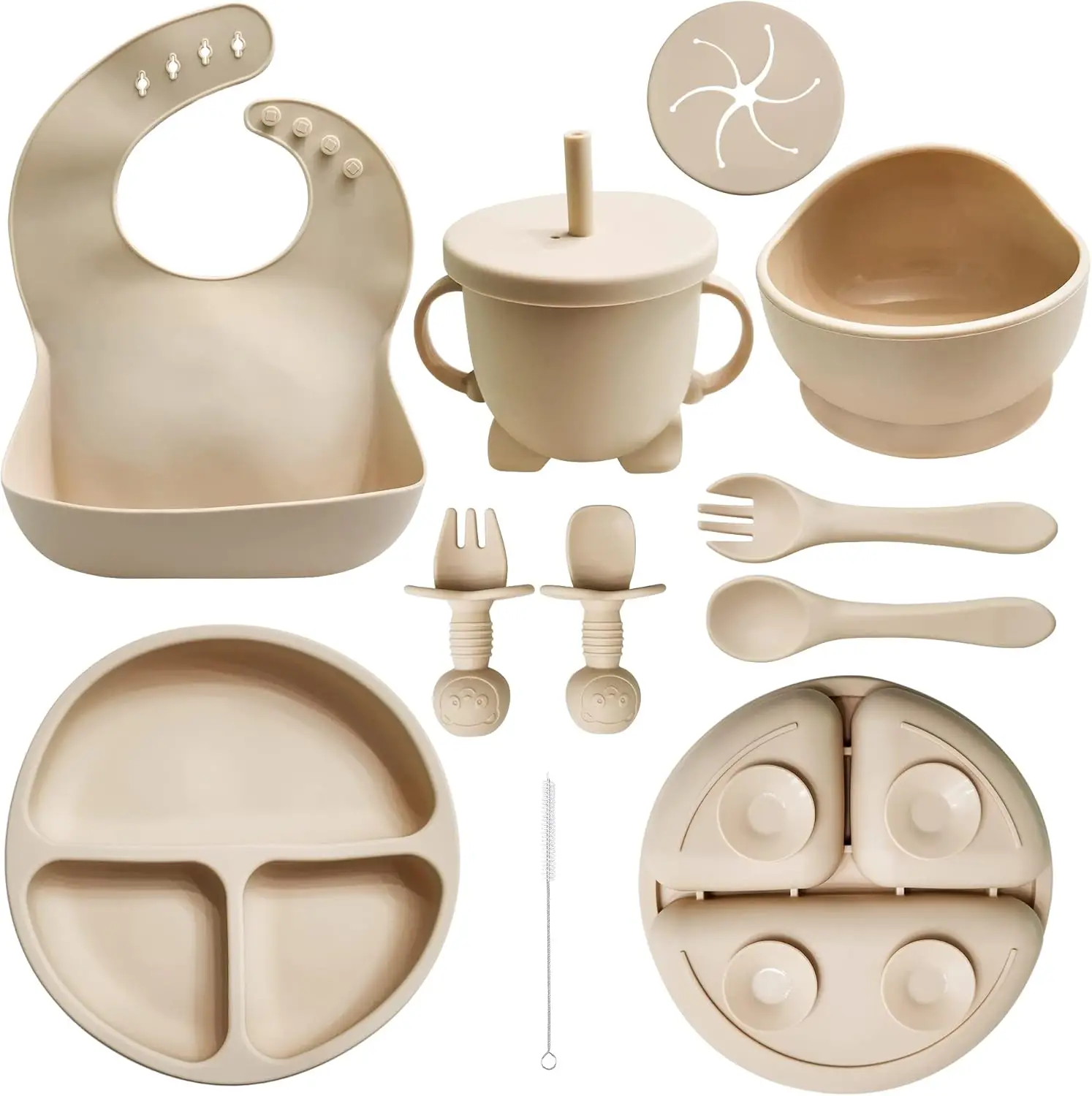 2024 Christmas Baby Product Gift Silicone Feeding Set Small Suction Plate Bowl With Spoons Forks Sippy cup BPA Free Food Grade