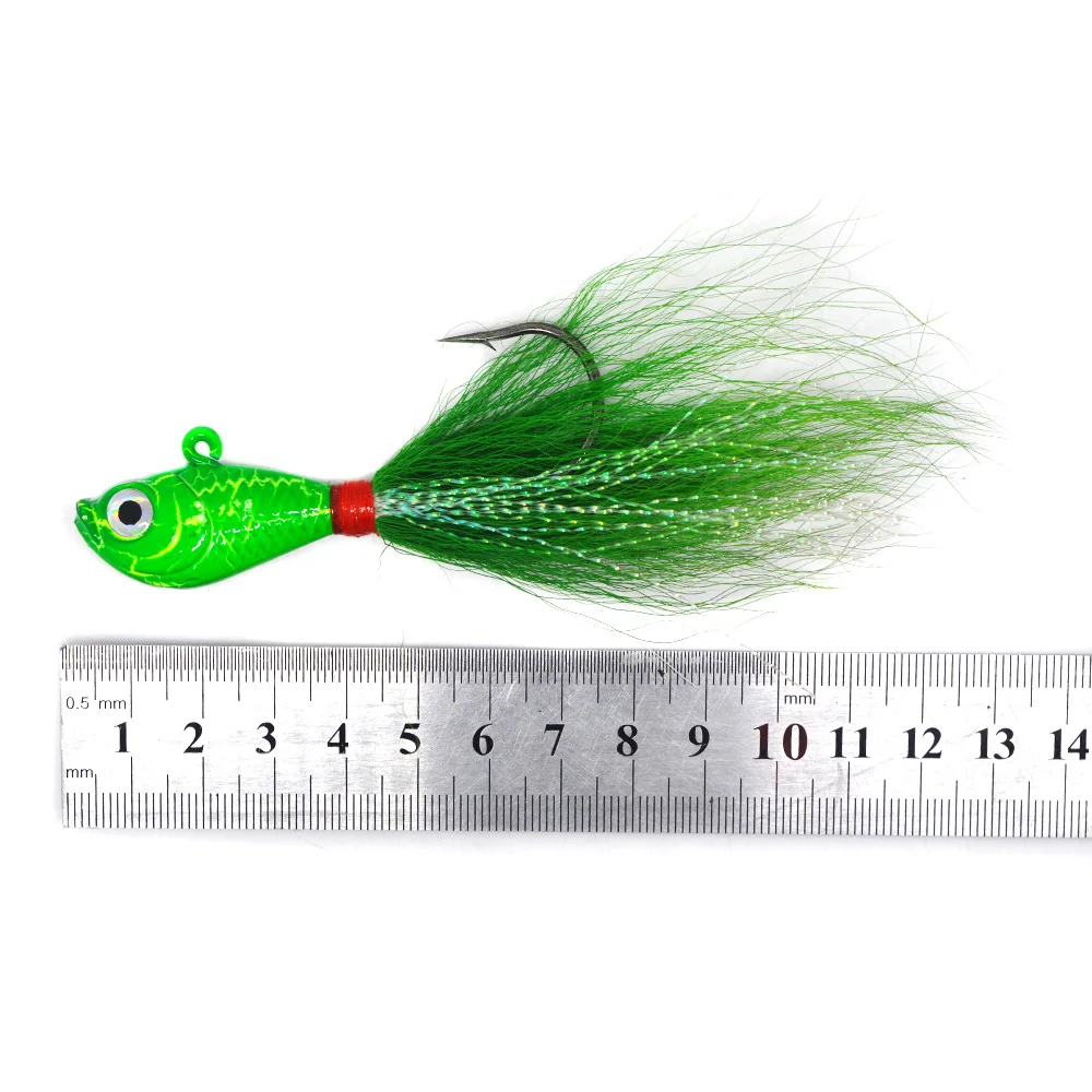 1oz Bucktail Jig Fishing Jig Saltwater Fluke Fish Teasers Bucktail Fishing With Single Hook