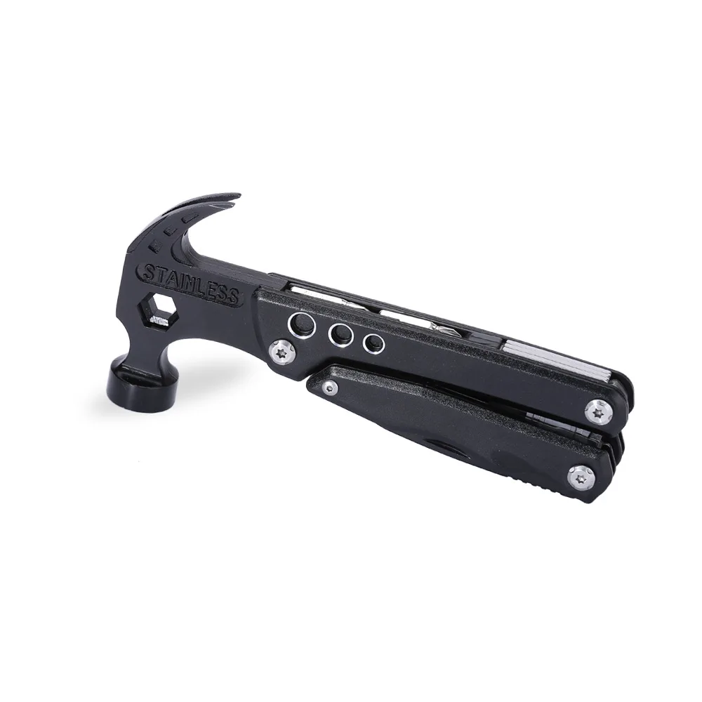 Stainless steel multifunction purpose hammer outdoor survival camping pocket foldable folding multi tool  12 in 1