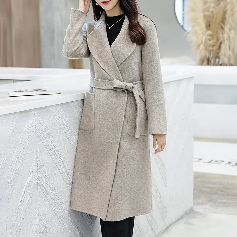 New Arrival Winter Long Jacket Genuine Wool Cashmere Women Coat