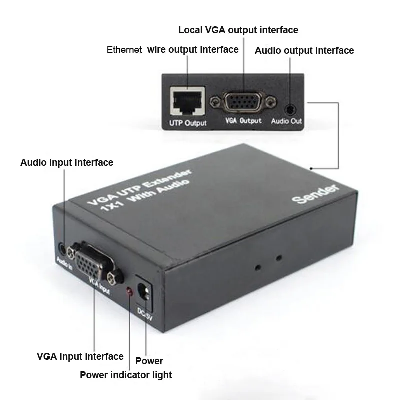VGA удлинитель 300 м с аудио через UTP LAN Cat 5e/6 VGA усилитель передатчик и приемник 1080P