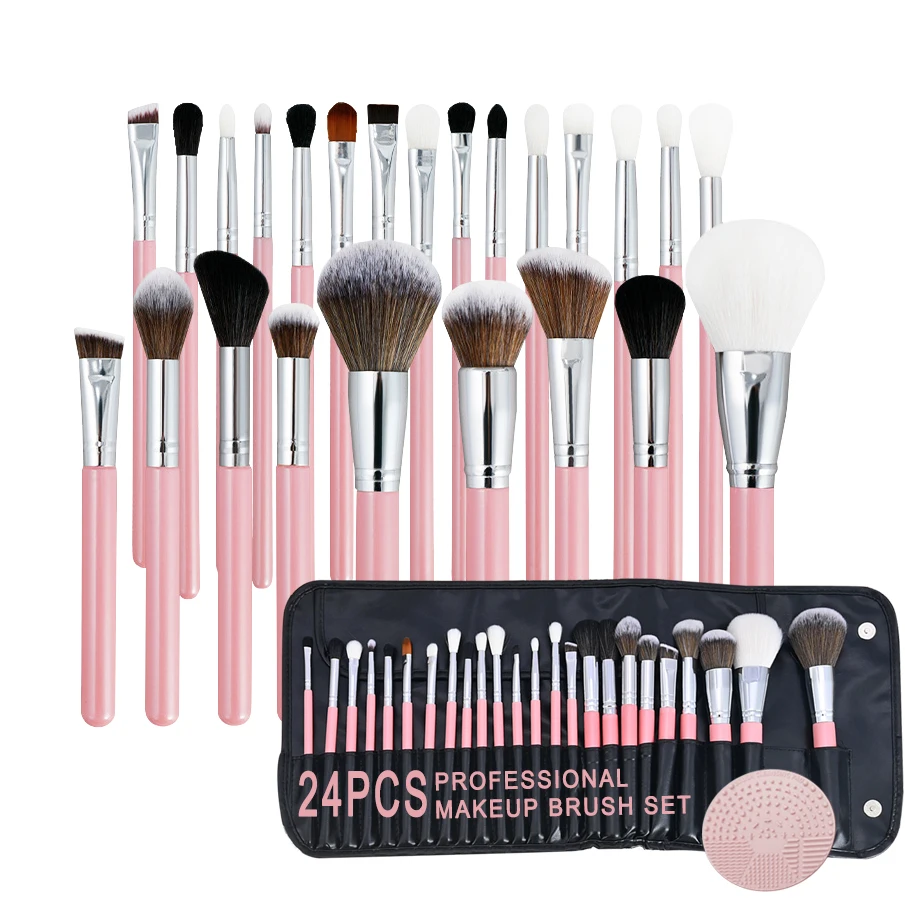 2024 Luxury Makeup Brush 24 Pcs Wooden Handle Make Up Brushes Custom Logo Professional Makeup Brush Set