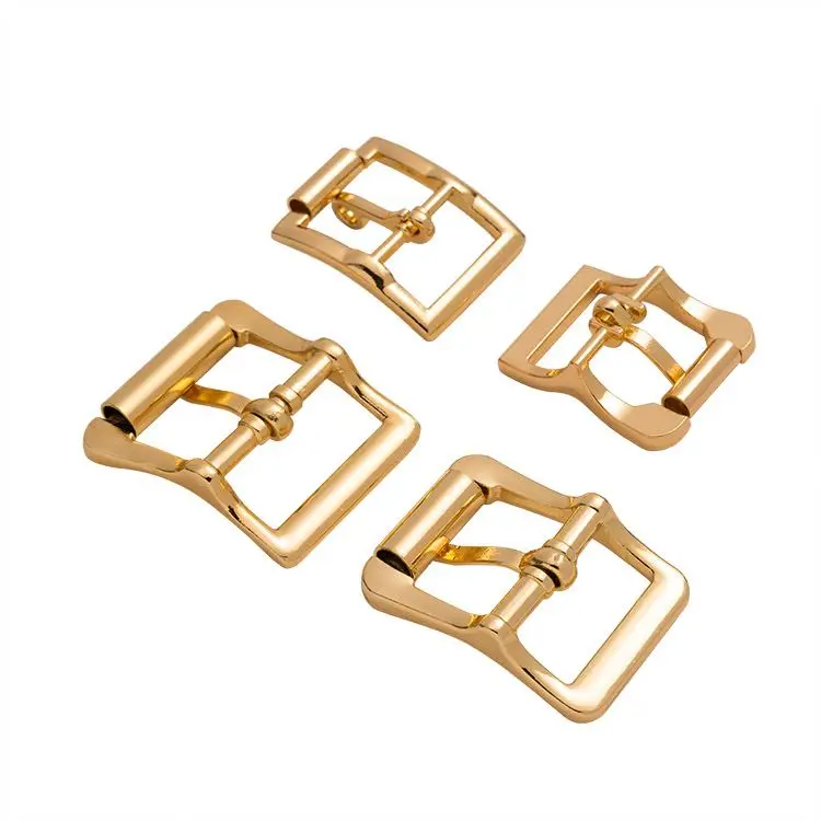custom belt buckle Bag hardware Center Roller good quality with pin gold color small adjuster Zinc Alloy handbag