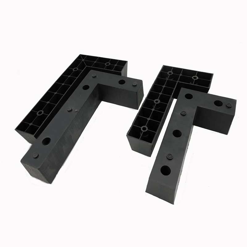 Popular L Type Leg Black Square Plastic Cabinet Strong Support Furniture Leg Extenders Wood Grain Plastic Pvc Sofa Leg
