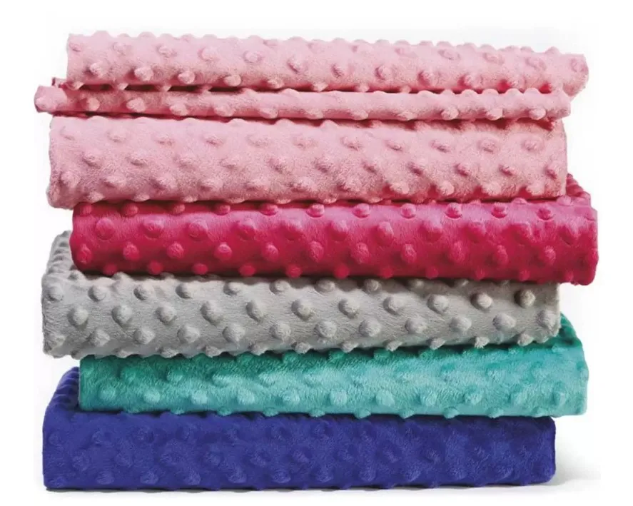 
100% Polyester Fabric Minky Embossed Baby Cuddle Bubble Minky Dot Plush Blanket Fabric 