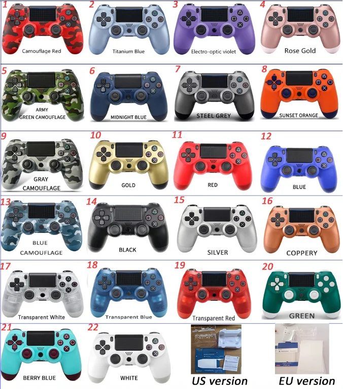 Hot Selling 22 Colors Full Function  PS4 Game Controller  BT PS4 Gamepad Joystick Shock Game Controller for PS4 PS3 PC