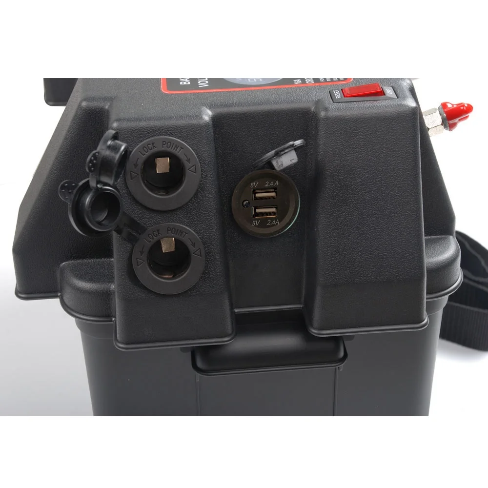 Supplier Outdoor Charger Combination Case USB Voltmeter 12V Portable Solar Smart Marine Battery Storage Box