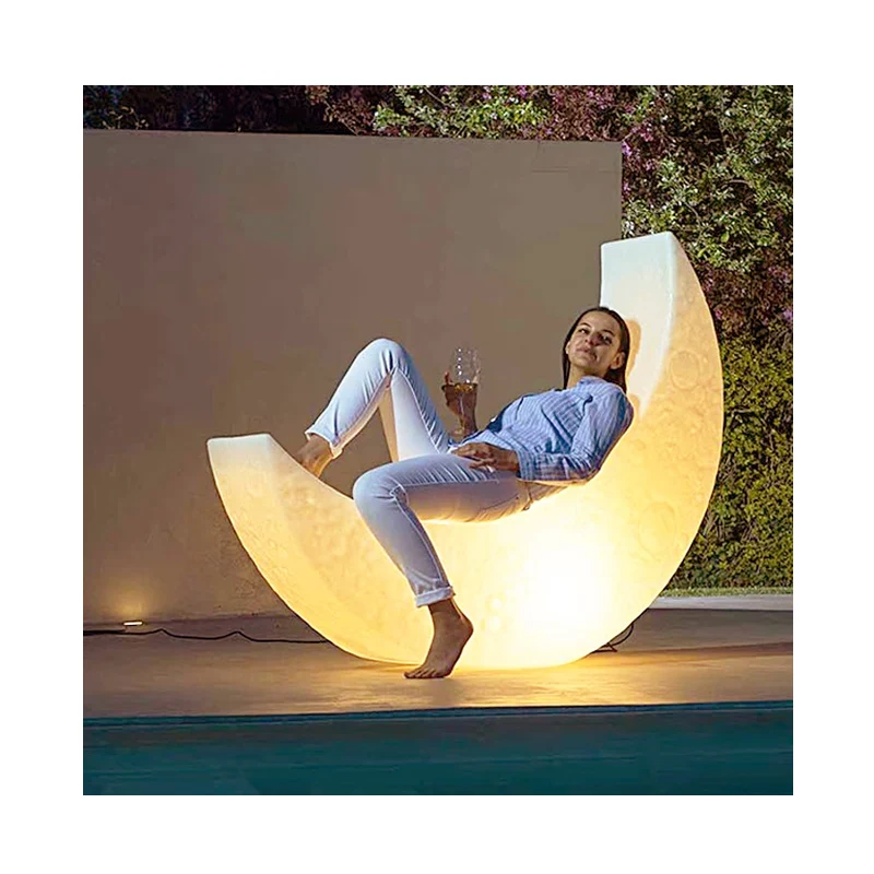 Уличное пляжное сияющее кресло в форме полумесяца для бассейна пластиковая современная мебель под