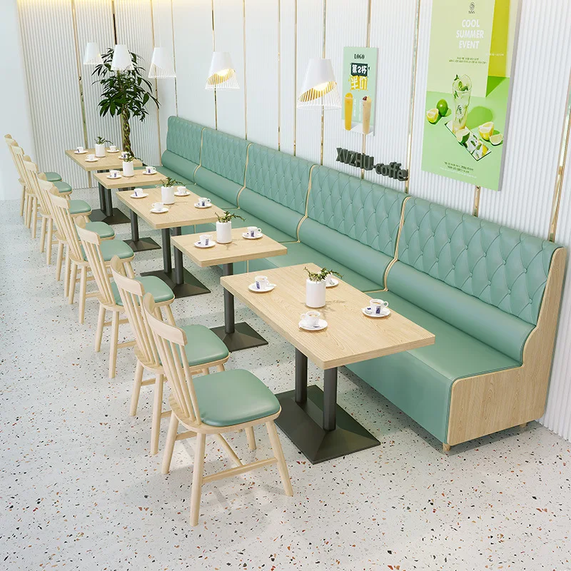 S083 Custom Restaurant velvet booth leather chair banquette seating sets Dessert Shop Milk Tea store nightclub bar Seat Sofa