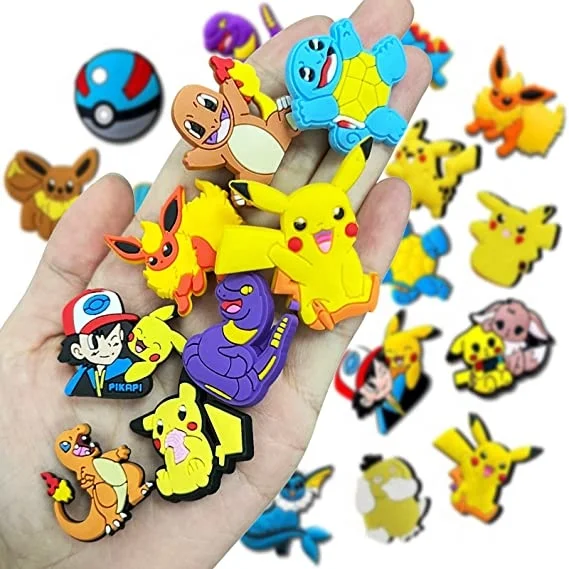 2023 мультяшный покемен Пикачу Дизайн ПВХ Кроксы подвески пользовательские Кроксы подвески для украшения обуви