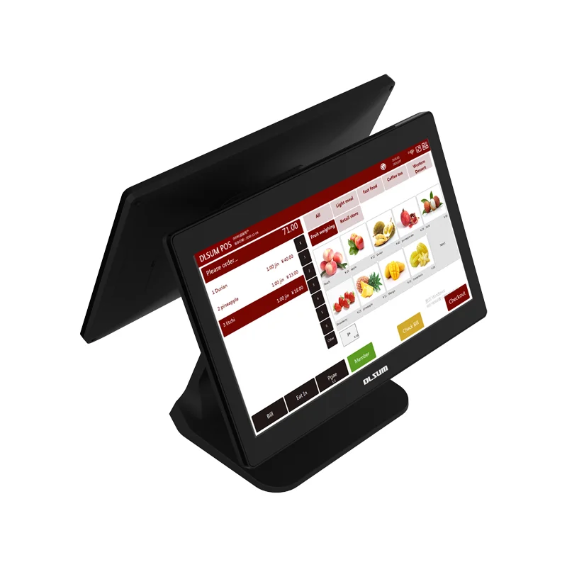 Hot Selling Dlsum Desktop Single-Dual Screen point of sale machine printer pos systems for supermarket retail pos system
