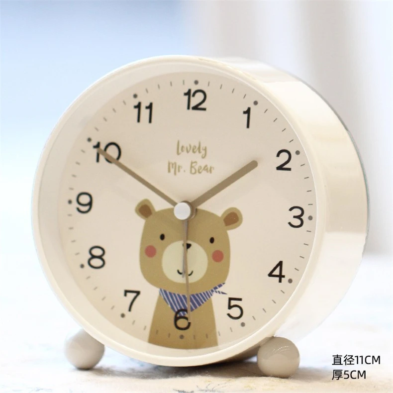 4 Inch Carton Cute Rainbow Early Childhood Education Alarm Clock Snooze Mute Kids Table Clock With Nightlight