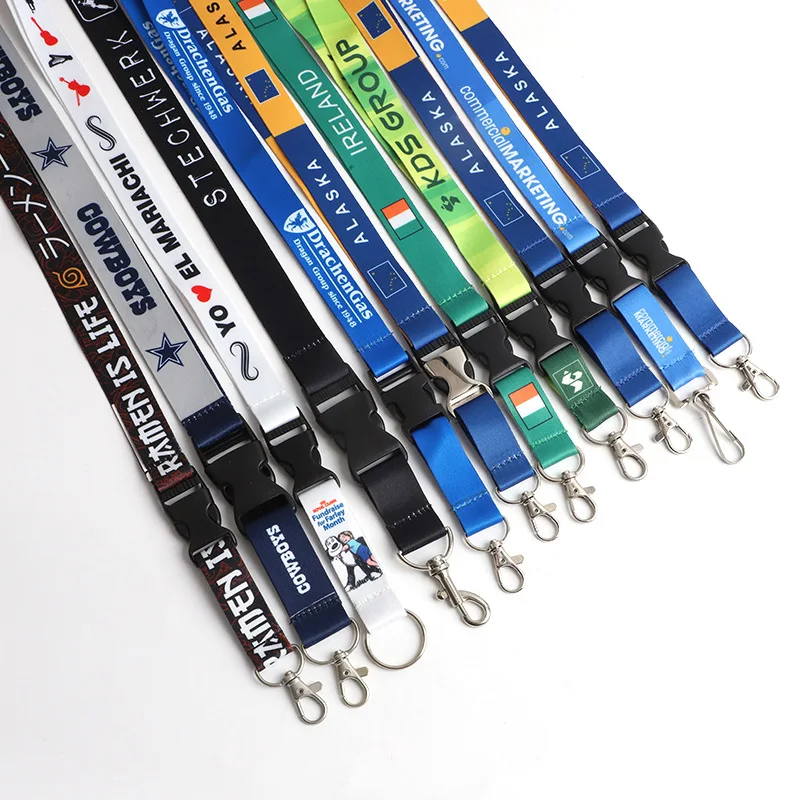 Cheap Personalized Neck Strap Printing Polyester Sublimation Keychain Lanyards With Logo Custom Promotional ID Card Badge Holder