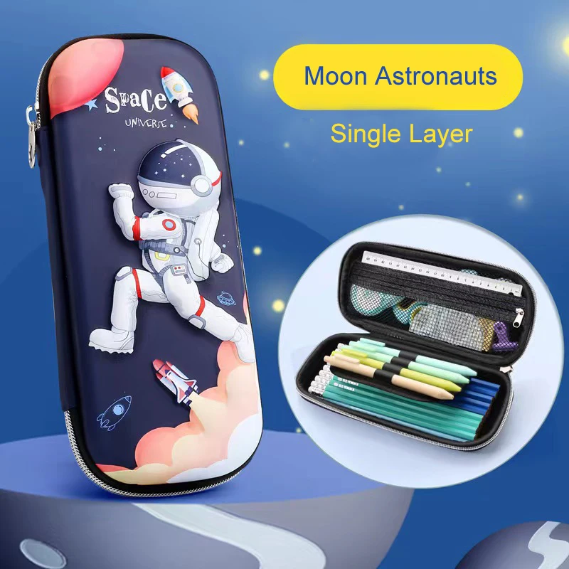 Custom Fashion Cute 3D Unicorn Leather Print EVA School Kids Pen Bag Case Pencil Case