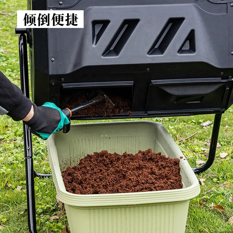 Garden Composting Tumbler Garden Composter With Sliding Door And Solid Steel FrameDual Chamber Tumbling Composter