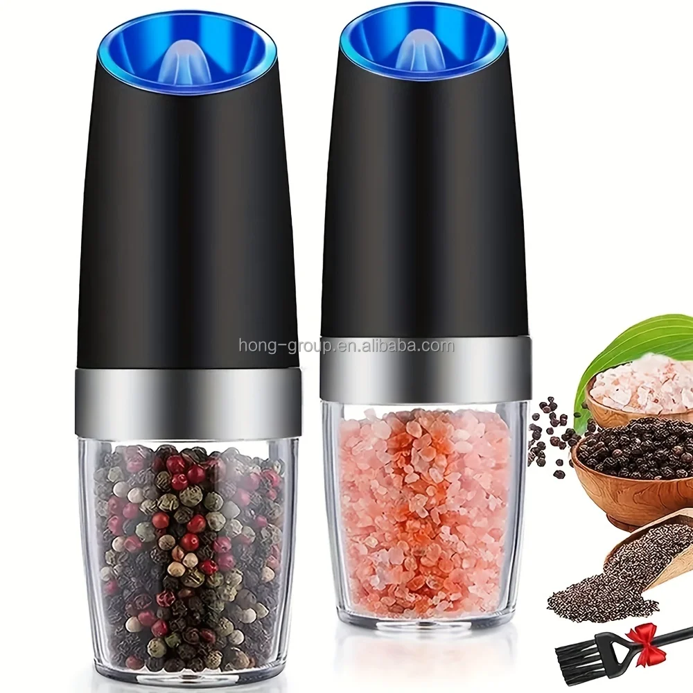 Portable Kitchen Electric Gravity Salt and Pepper Grinder, Mill Seasoning Salt Spice Grinder for Home Travel Use
