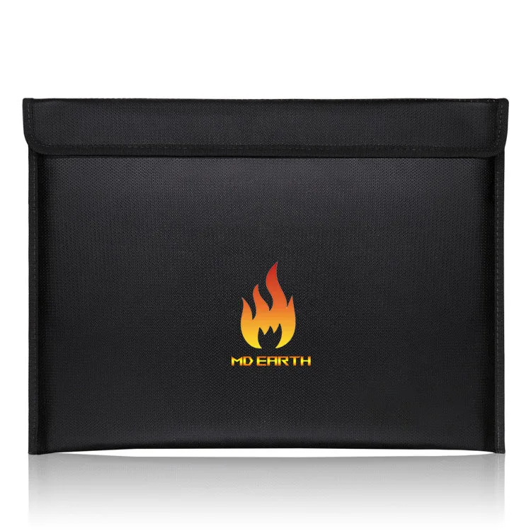 28*38cm In Stock File Holder Waterproof Black Fiberglass Fabric Fireguard Large Capacity Documents Fireproof Bag