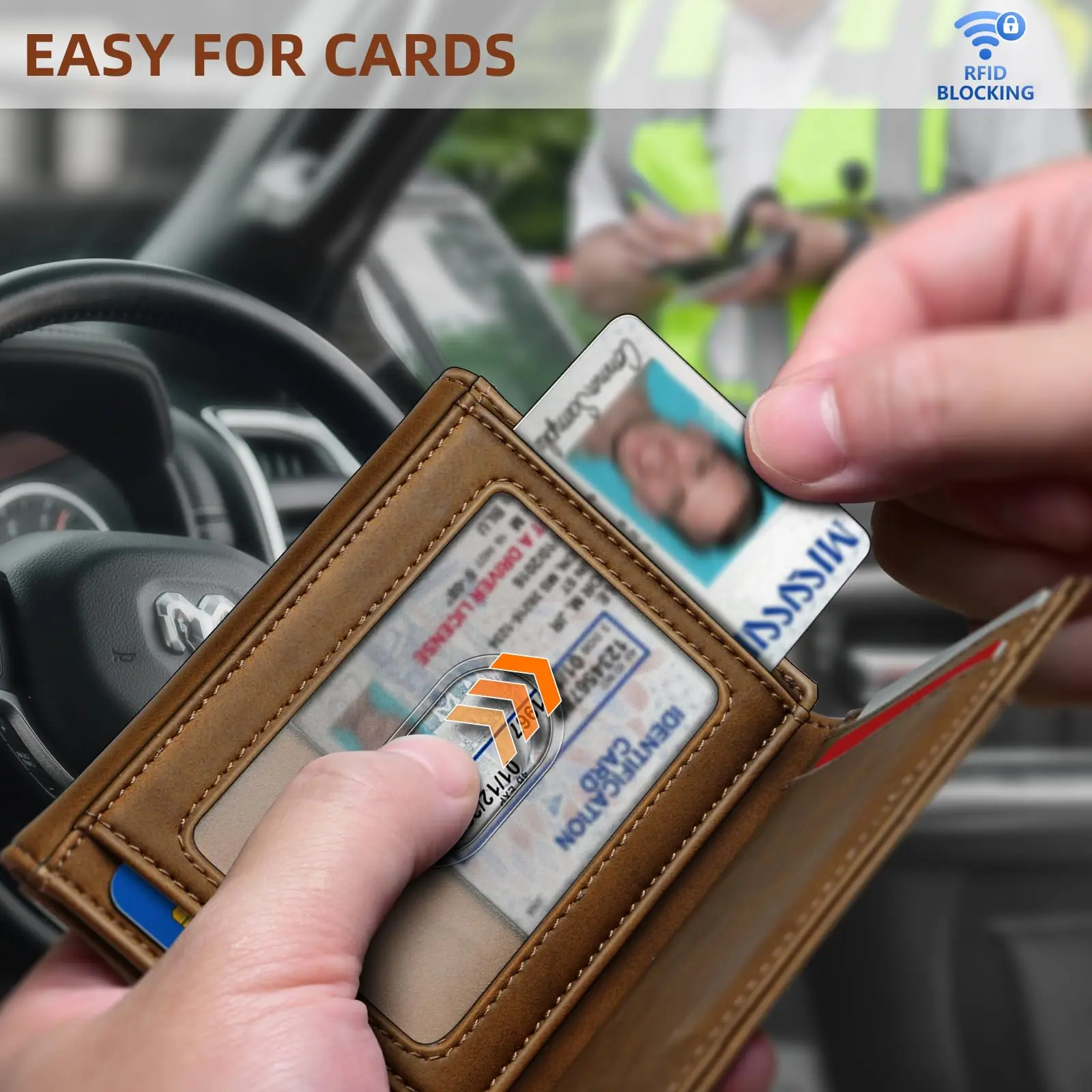 Factory Hot Sale Genuine Leather Credit Card Holder Purse With Zippet Coin Pocket RFID Blocking Slim Tri-fold Wallet For Man