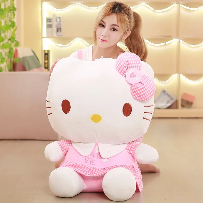 Big Size Sanrioed Plush Hello Kt Plush Room Decor Plushies Kawaii Dolls Hello Kt Stuffed Animal Toy Rag doll Home Xmas Gift