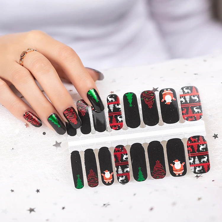 Merry Christmas gift pattern real nail polish stickers nail wraps