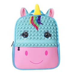 Wholesale Unicorn Popper Book bag Pop Silicone Backpack Push Bubble Schoolbag Kid Fidget Pop Backpack