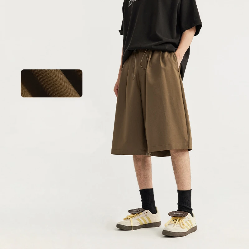 New Korean style suit shorts for spring summer 2024 minimalist style loose fitting casual capris for men