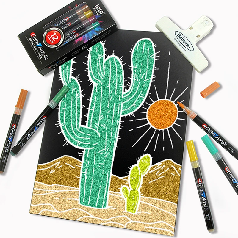 Small Glitter Acrylic Marker Pens with 24 color, DIY Craft Projects, Ceramic, Glass, Canvas, Mug, Metal, Wood LT-1115