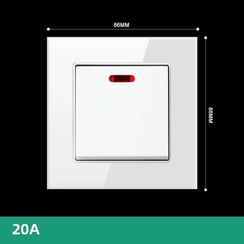 Kaisi Crystal glass panel 86*86mm 20A hot water heater switch 20A double pole wall switch