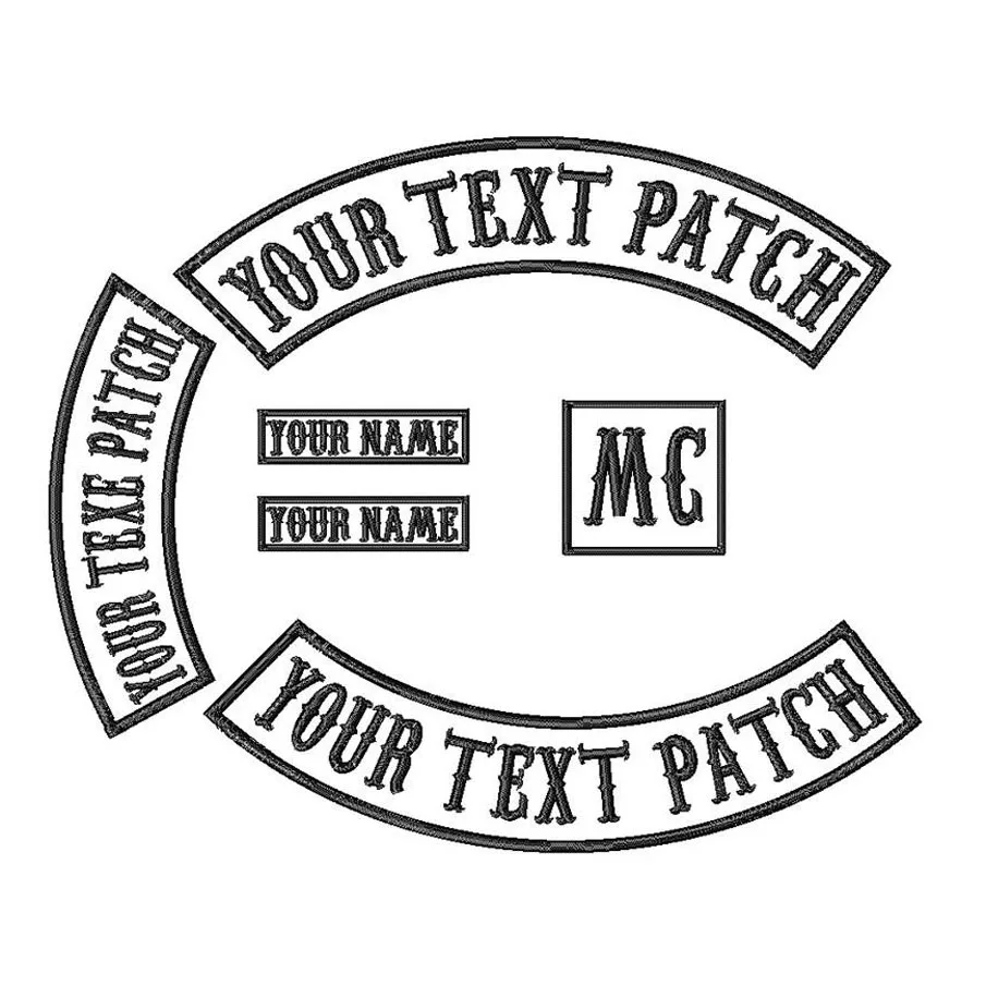 Custom Embroidery Rocker Patch  Iron on 350 MM Wide 6 pcs Motorcycle Biker MC Patches for Jacket