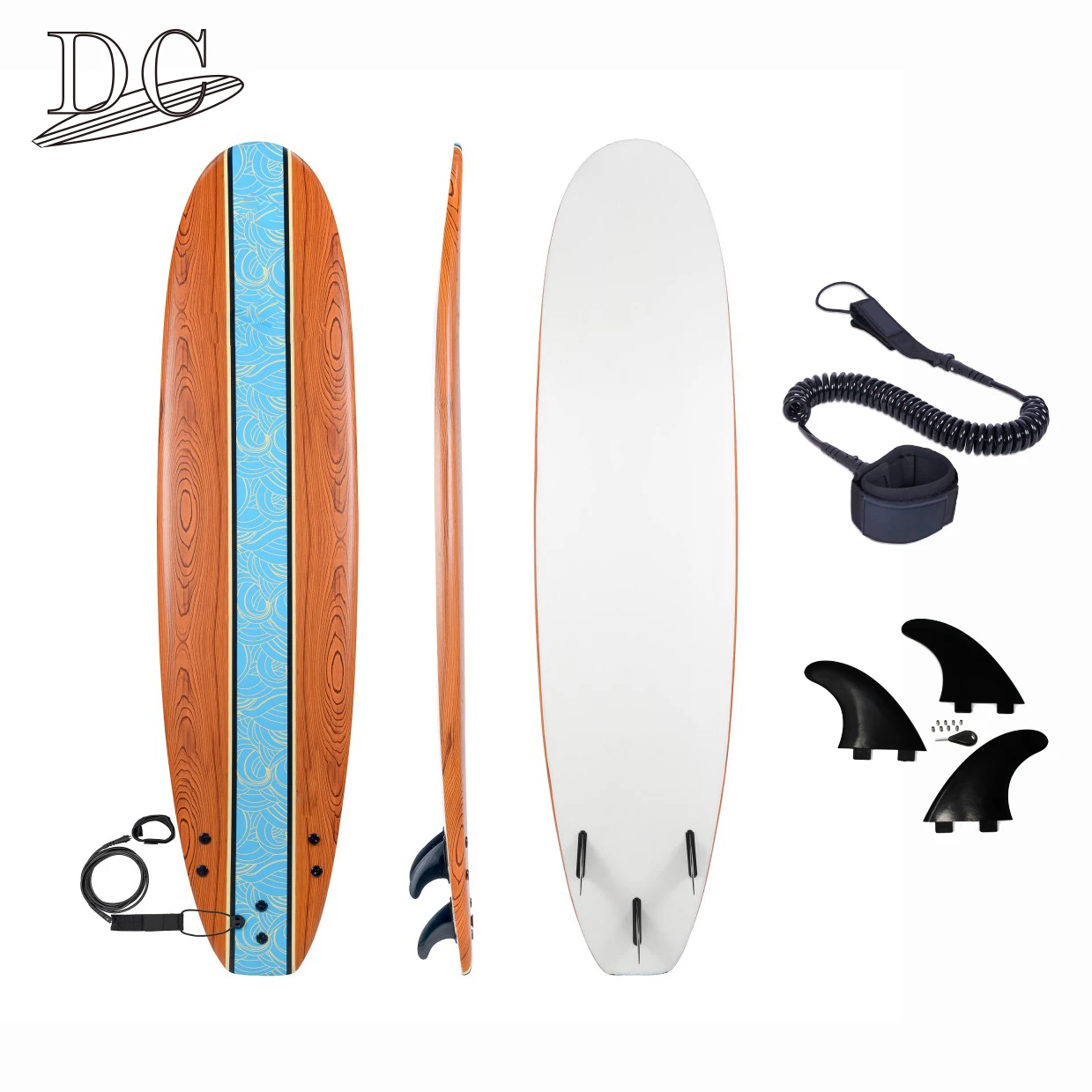 Ocean Waters Soft Top Surfboard Surfing School Epoxy Surfboard Surfing With Swivel Surfboard Leash