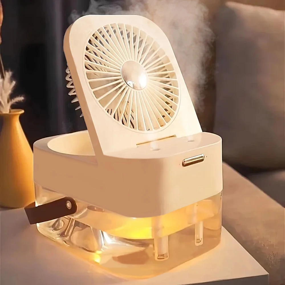Mini USB charging portable fan Air Cooler Fan Humidifier Home Humidifier Spray Multi-Functional Home Fan Night Light Function