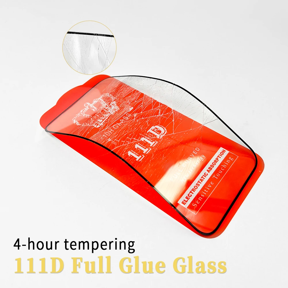 2022 Hot Sell 111D Full Coverage Flue Glue Shock Resistant Bubble Free Tempered Glass Screen Protector For Iphone 14 13 12 11