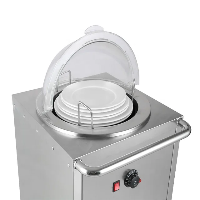 Kitchen Equipment Stainless Steel Heated Dish Dispenser Plate Dispenser Plate Warmer Cart