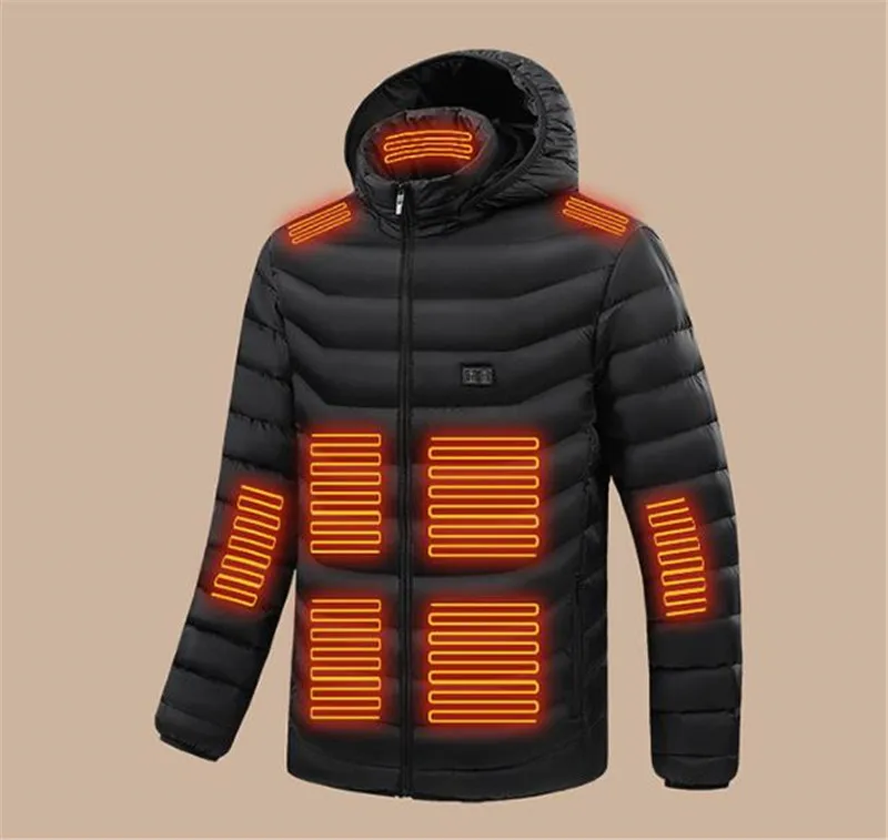 5v Usb Windproof Zipper Winter Pockets Winter Warm Hooded Techwear For Men Heated Jacket