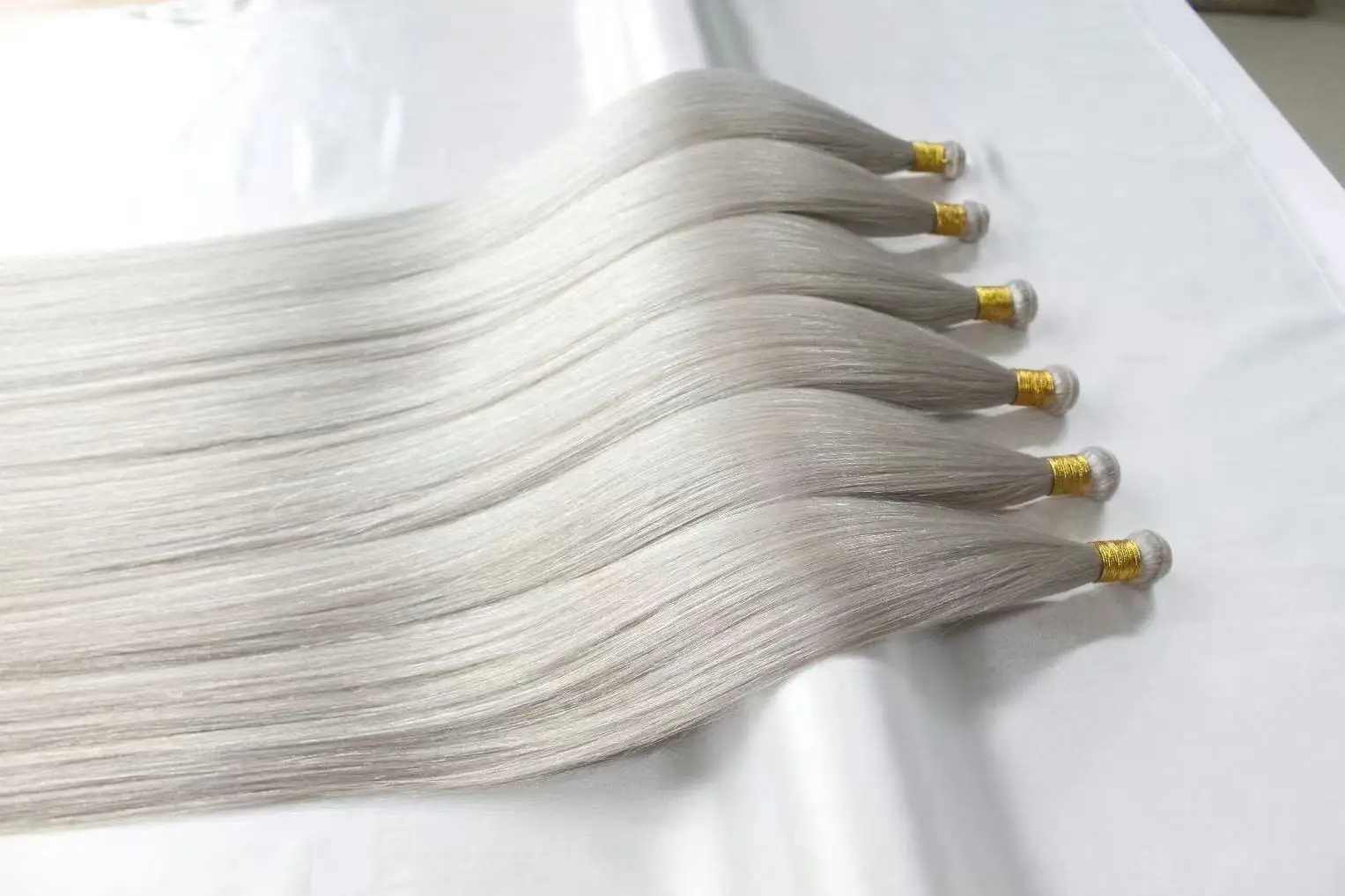 Double Drawn Hair Extensions European Handtied Human Hair Weft