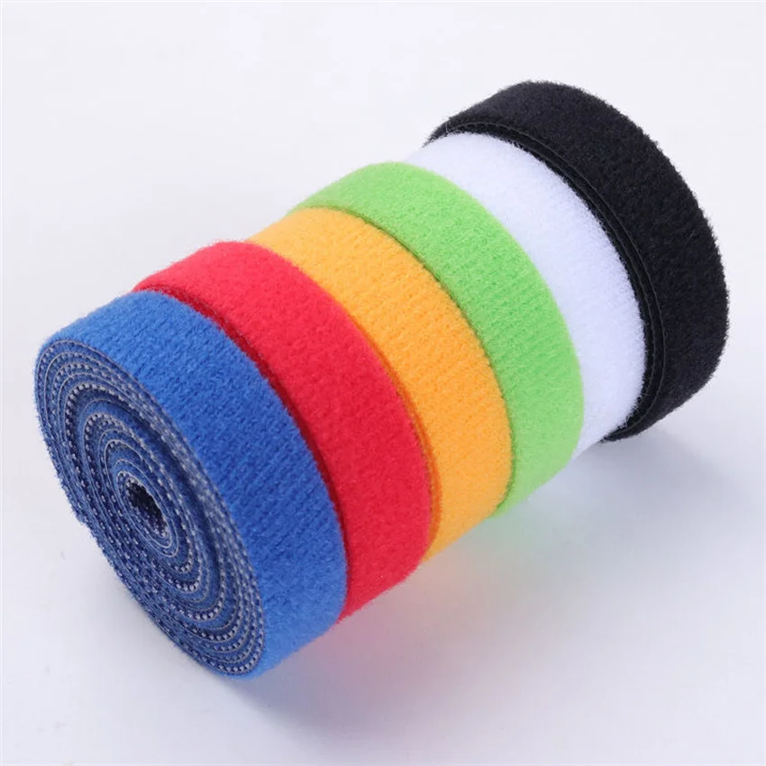 Reusable Hook and Loop Cable Tie Roll Fastening Wraps Self-Gripping Straps Cords Ties Wire Organizer Tidy Roll Tape