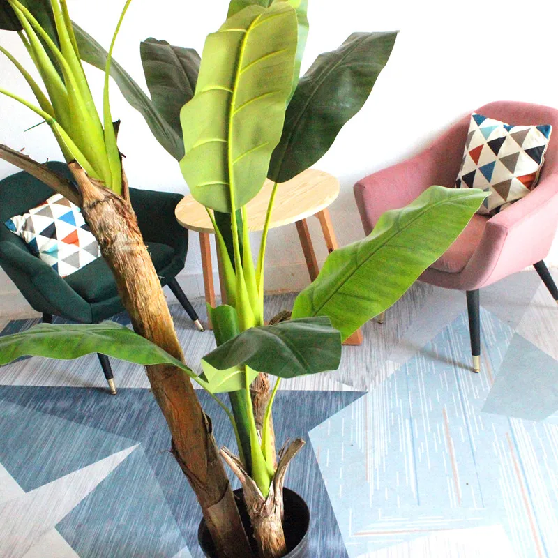 Landscape ornamental potting plastic bonsai tree artificial real look banana tree indoor decor plant on sale
