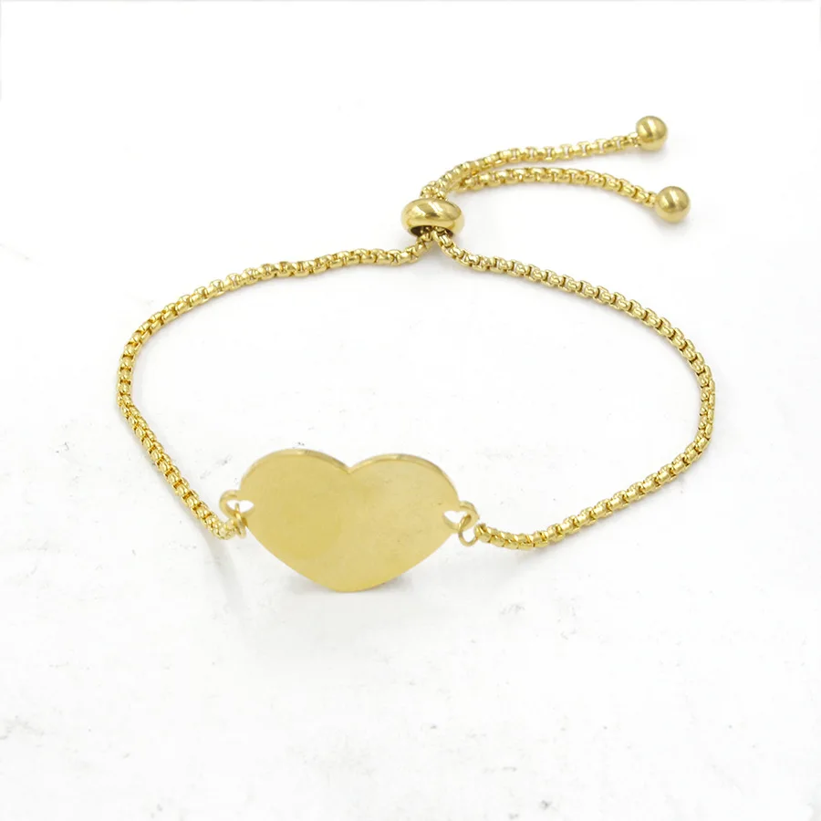 Dazgirl Wholesale Engravable Blanks Jewelry  Heart Chain Adjustable Luxury Bracelet