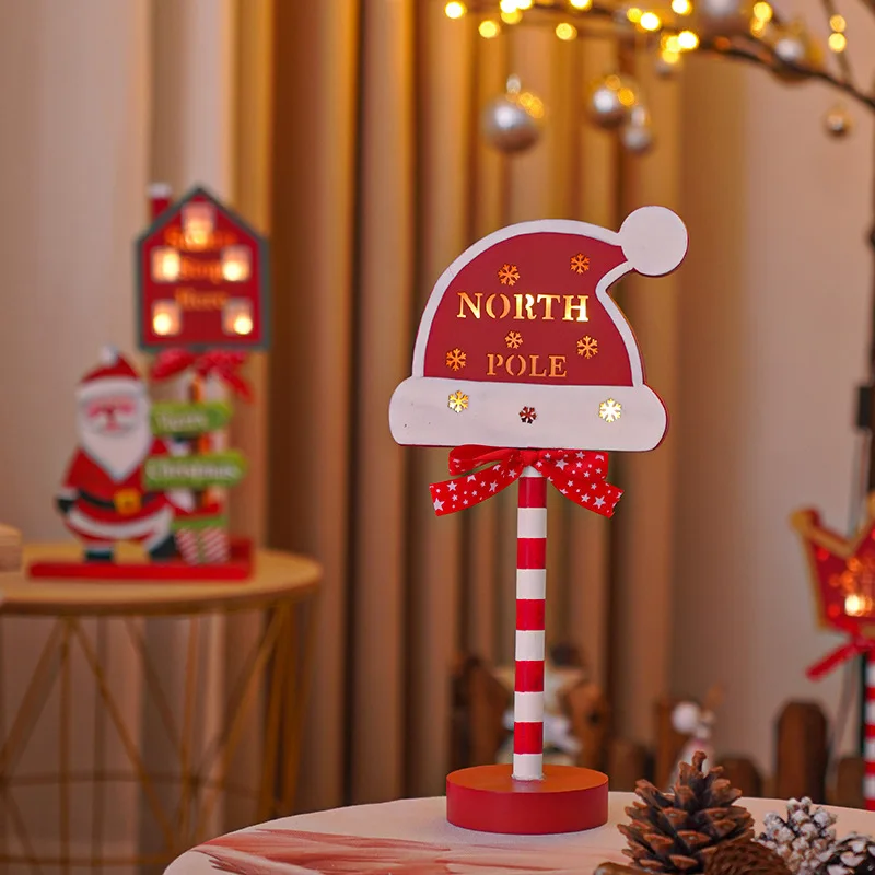 Outdoor Christmas Yard Decorations Santa Stop Here Sign Lights Wood Garden Holiday Xmas Decoration for Christmas Season