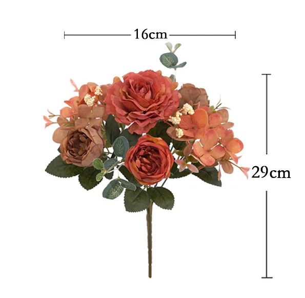 Cheap Wholesale bridal bundle Silk wedding flowers mini bridal bouquets home wedding decor rose pony flower bunch 6