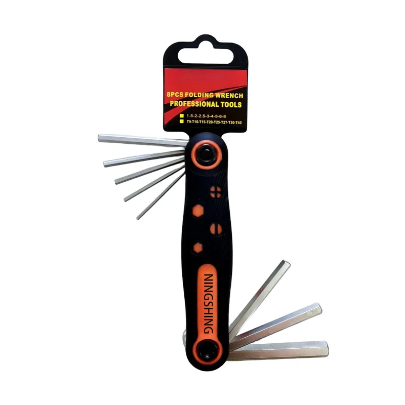 2024 new arrival hand tool portable set wrench  multi folding hex allen key wrench
