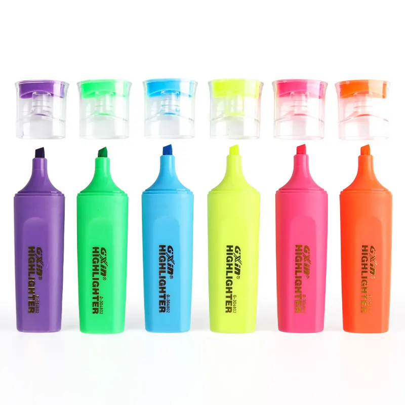 Gxin G-304802 Water-based vivid color custom highlighters Environment Friendly Special Chisel for office highlighter marker pen