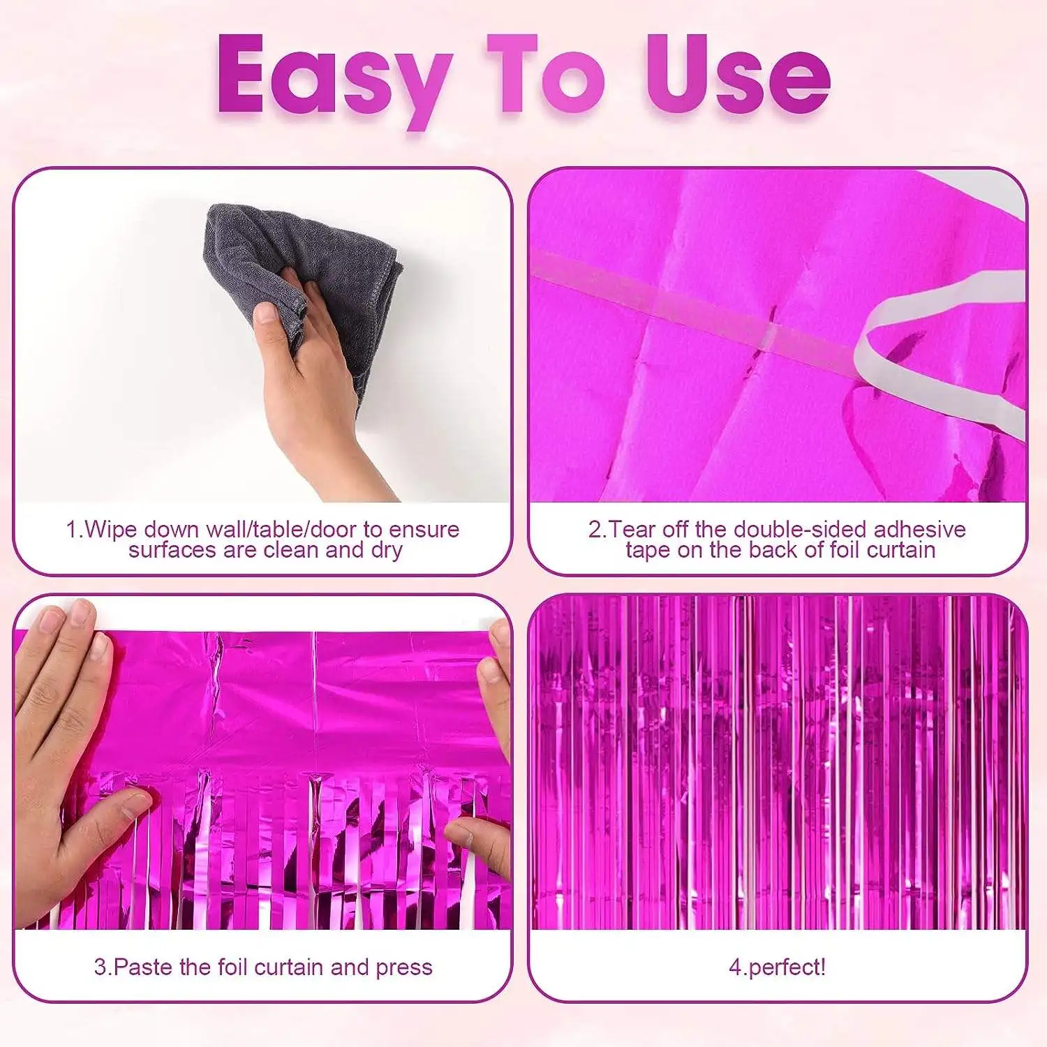 Foil Fringe Curtains Tinsel Curtain Party Photo Backdrop Birthday Party Baby Shower Graduation Decorations