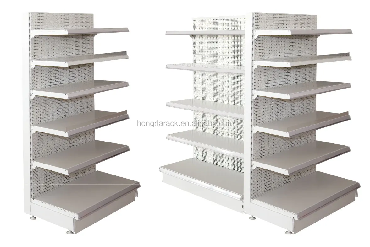 China Supplier Commercial Metal Storage Rack Gondola Supermarket Display White Shelves For Shops