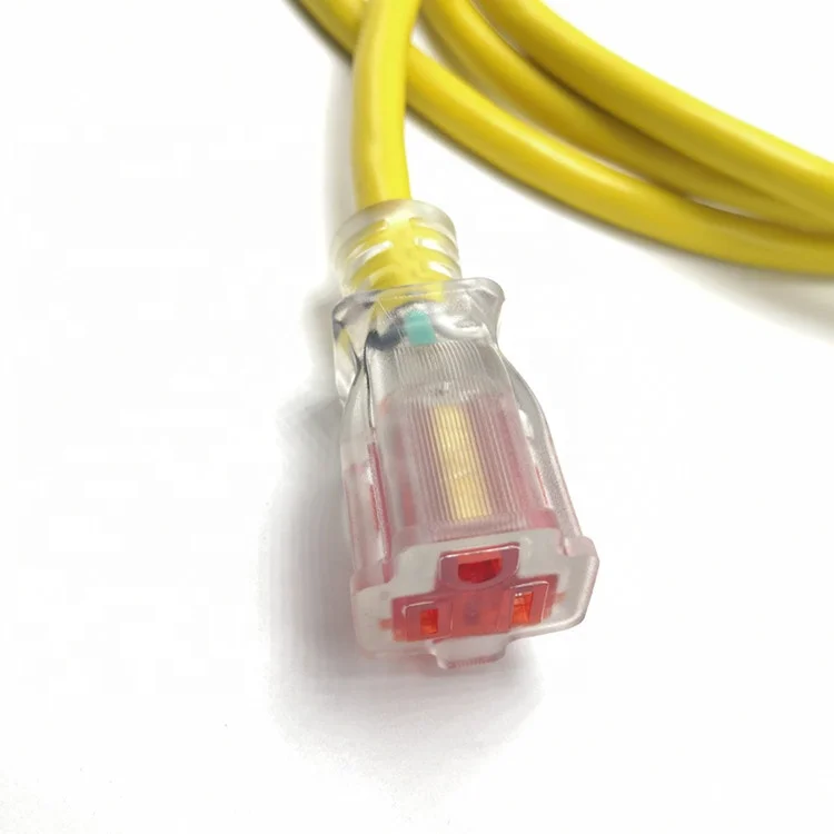 Locking 14/3 Heavy Duty Lighted SJTW Indoor Outdoor Extension Cord Three Prong Power Cord with Lock