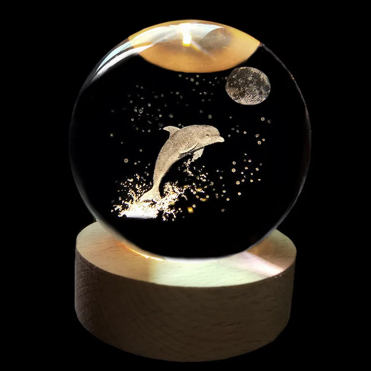 3D Art Deco Crystal Ball Night Lamp Luminous Solar System LED Night Lights Desktop Home Decor Crystal Ball Decoration
