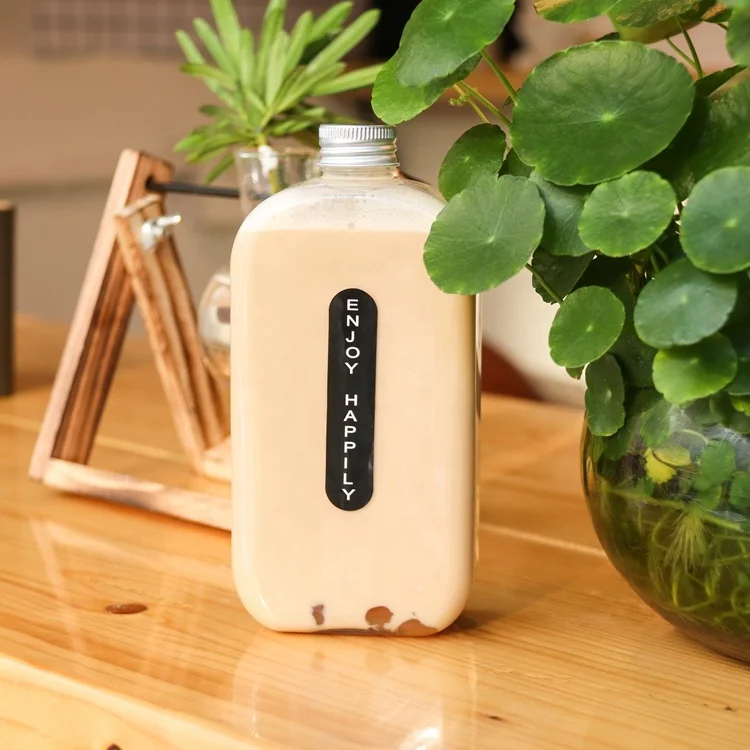 Square PET 13oz container beverage packaging disposable custom juice plastic bottle