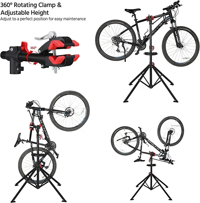 Height Adjustable Repair Stand 30kg Load Capacity 360 rotate metal robust bike Bicycle Repair Stand with Magnetic Tool Tray