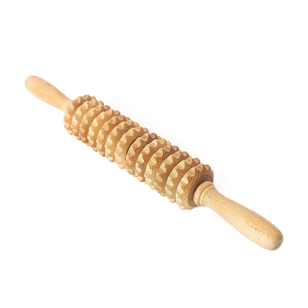 Recommended by Professionals Wooden Sturdy Lymphatic Drainage Straight Roller for Soft Tissue Therapy